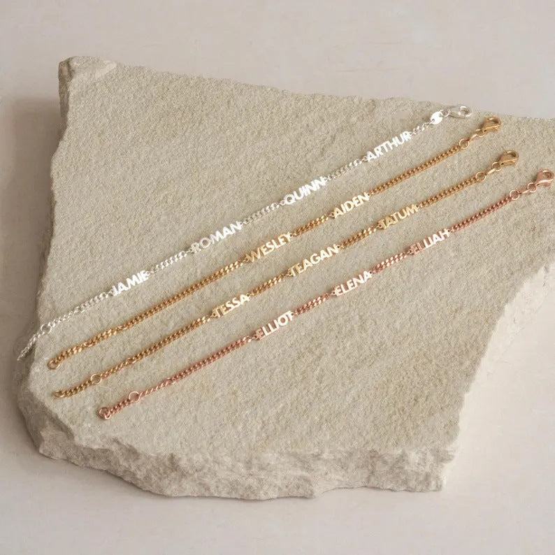 Personalized Cuban chain bracelet on a wrist